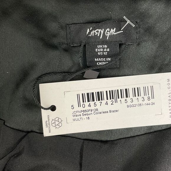 Nasty Gal Wave Sequin Collarless Blazer NWT - Picture 7 of 8